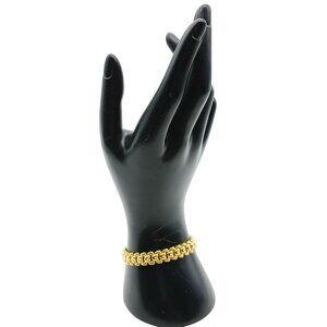 Vintage Gold Tone Interlocking Links Heart Bracelet